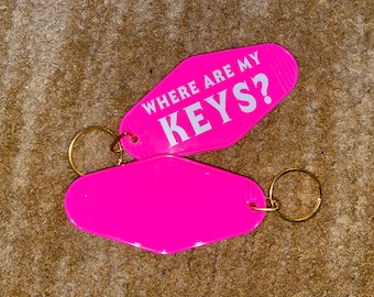 Where Are My Keys Keychain, Retro Motel Keychain, Retro Key Tag, Backpack Keychain, Backpack Key Tag, Vinyl Print Keychain, Vintage Keychain