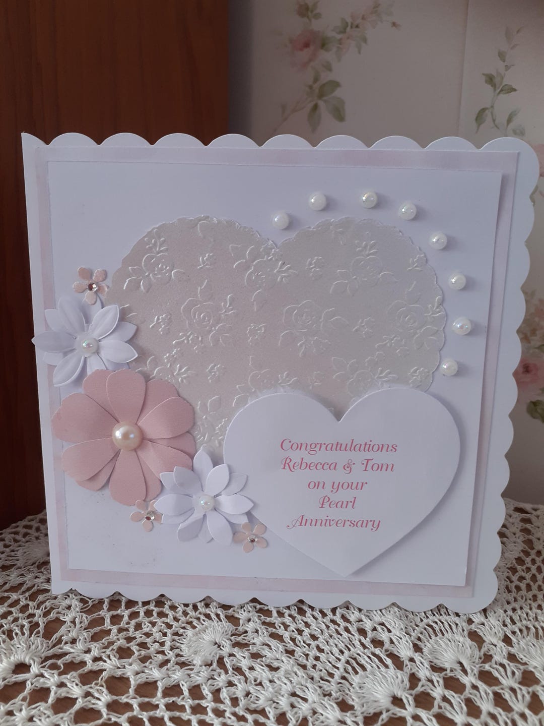 Handmade Personalised Pearl Anniversary Card - Etsy UK