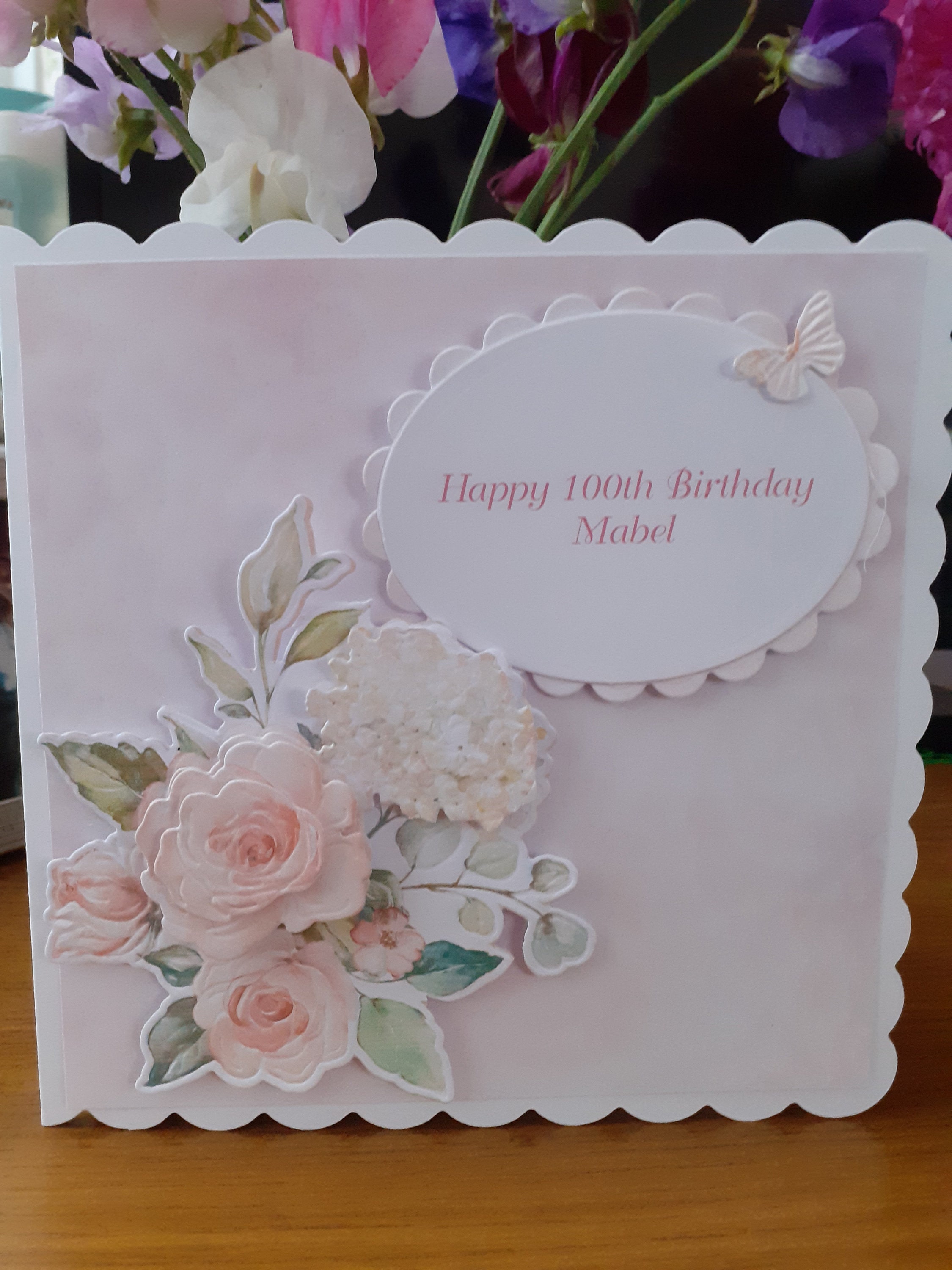 Handmade Personalised Floral 100th Birthday Card - Etsy UK
