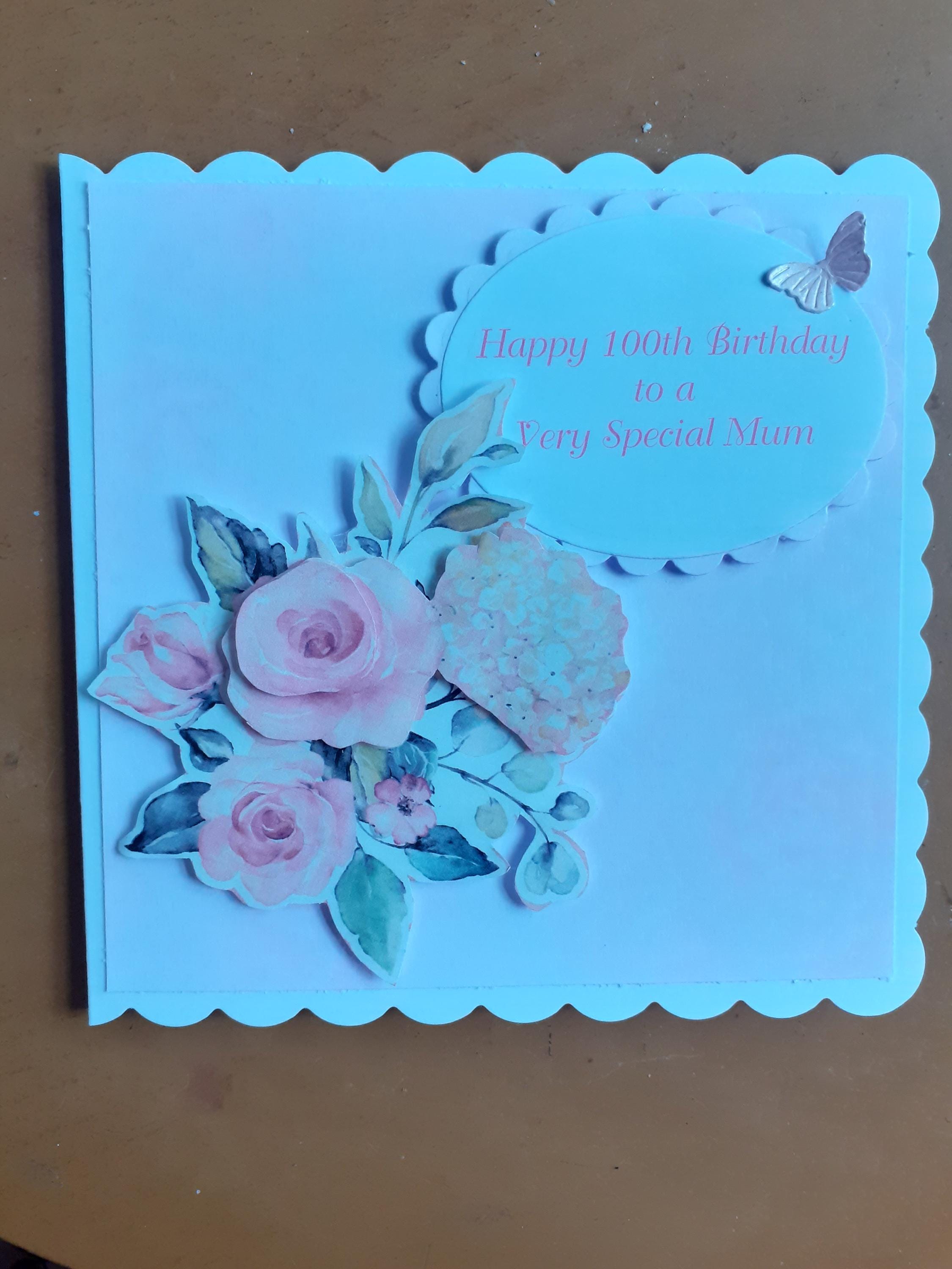 Handmade Personalised Floral 100th Birthday Card - Etsy UK