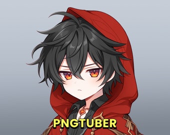 Dark Chibi Boy PNGTuber Model: Ready to Use Vtuber (Veadotube File)