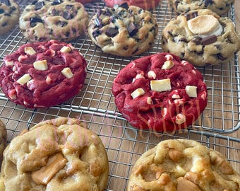Paquete variado de 4 galletas gourmet grandes: regalo de agradecimiento, recién horneadas