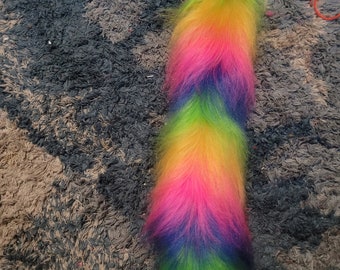 Faux fur rainbow tail