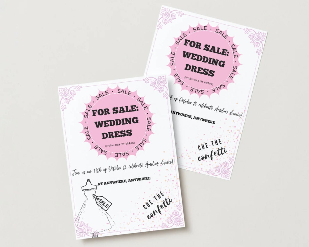 Divorce Party Invitations for Sale Wedding Dress Etsy