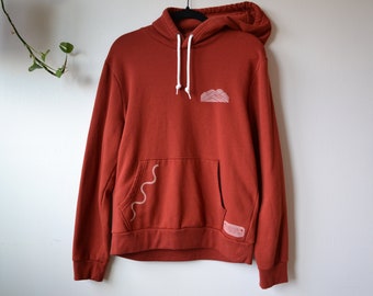 Sudadera con capucha roja con estampado de bloques / Old Navy