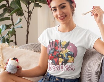 Superhero Best Friends Graphic Tee | Funny Marvel Fan Gift for Him Her | Unisex Movie Night Shirt | Comic Book Lover Birthday Gift