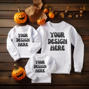 Gildan 18000 Family Mockup, Family Mockup Sweatshirt Bundle, Mommy and Me Mockup Bundle-18000, White Gildan Sweatshirt Mockup-Crewneck Fall