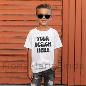 Gildan 5000B Youth Kids White Tshirt Mock-Ups Bundle, T-shirt Mockup Gildan Kids Tee, White Gildan 5000B Child Mocks G5000 Youth Tee Mockups