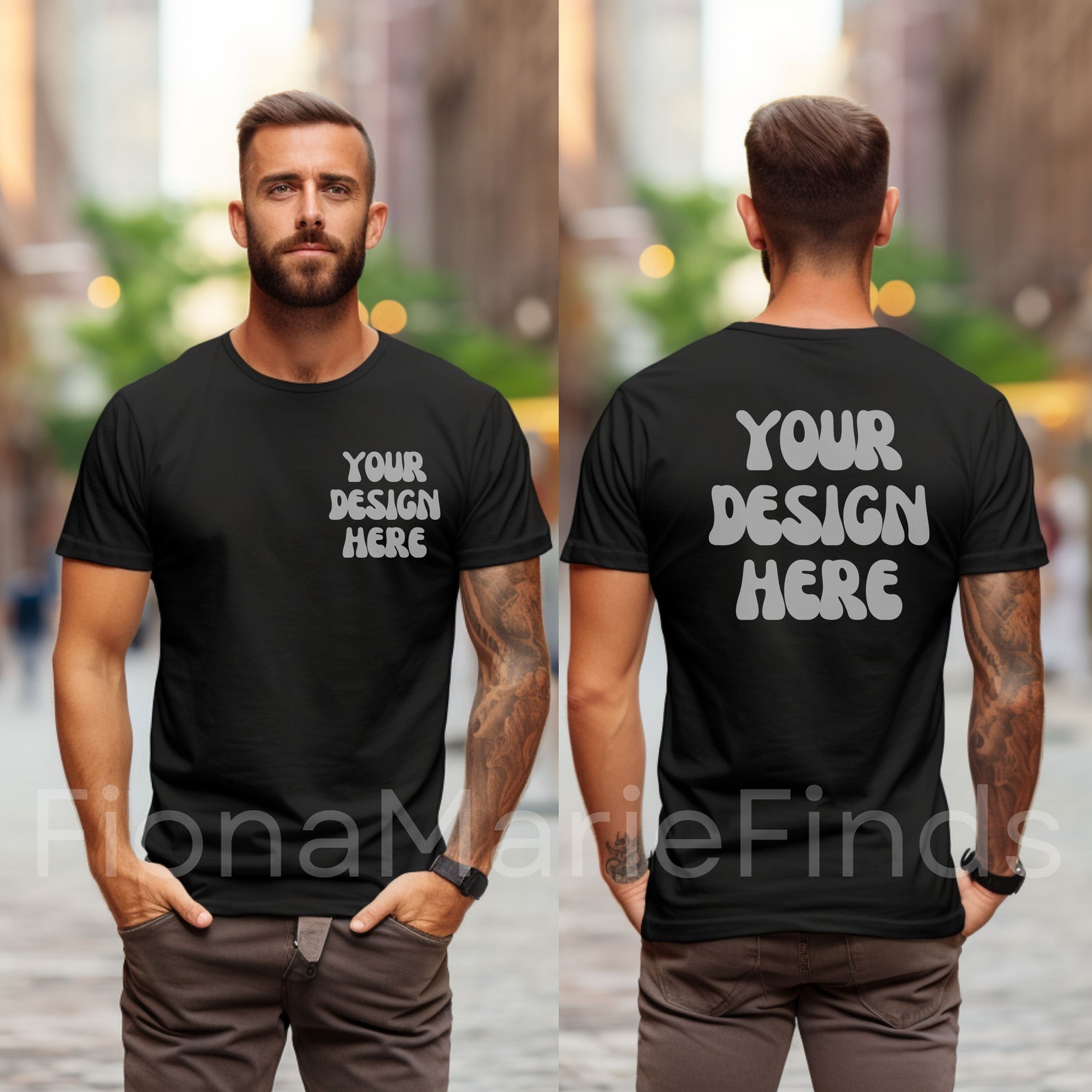 Front Back Mock Front and Back Bella Canvas 3001 Mockup, Front Back Mockup 3001 ...