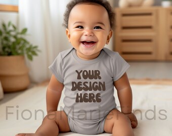 Heather Rabbit Skins 4400 Infant Baby Rib Bodysuit Mockup Bundle, Baby Bodysuit Mockup, Baby Boy Girl Kids Styled Photography Mock up JPG
