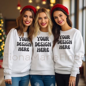Friends Mockup, Sweatshirt Model Mockup Bundle, Friends Group Mockup, Gildan Bundle-18000 Mockup, White Gildan Sweatshirt Mockup Christmas