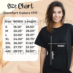 Comfort Colors 1717 Size Chart, C1717 Size Chart  Tshirt Mockup, Oversized Shirt Mockup | Unisex Shirt Mockup JPG Digital Download JPG