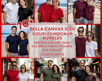 70+ Couple Mockup Bundle, Husband Wife Crewneck Mockup, Men Women Shirt Mockup, Bella Canvas 3001 Dating Couples Tshirt Mockup Digital JPG