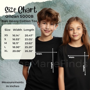 Gildan 5000B Size Chart Mockup, Gildan Youth Sizing Chart, G5000B Size Guide Gildan Kids Cotton Tee Shirt Size Guide Digital Download JPG