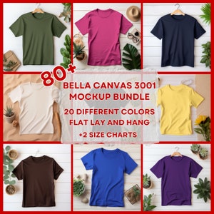 80+ Bella Canvas 3001 Skjorta Mockups, Flat Lay Bella Canvas Mockup, Hanging Folded Flat Lay Boho T-shirt Mockup Style Stock Photo Digital JPG