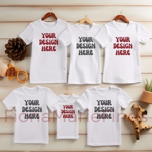 Family Mockup Flat Lay Tshirt Mock up Bundle, Friends Mockup Multiple White Shirt Bella Canvas 3001 Flat Lay Tee Mockup, Group Shirt Mockup