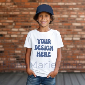 Gildan 5000B Youth Kids White Tshirt Mock-Ups Bundle, T-shirt Mockup Gildan Kids Tee, White Gildan 5000B Child Mocks G5000 Youth Tee Mockups