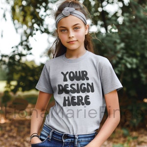 Gildan 5000B Youth Kids Sport Grey Tshirt Mock-Ups Bundle, T-shirt Mockup Gildan Kids Tee, Gildan 5000B Child Mocks G5000 Youth Tee Mockups