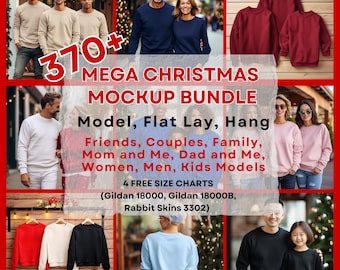 370+ Christmas Gildan Sweatshirt Mockup-18000 Bundle Mommy and Me Mockup Couple Mockup Christmas Mockup Bundle Family Mockup Friends Mockup