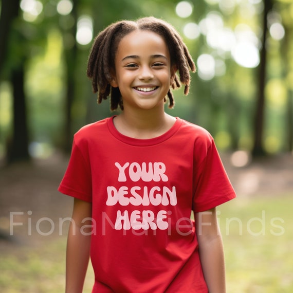 Gildan 5000B Youth Kids Red Tshirt Mock-Ups Bundle, T-shirt Mockup Gildan Kids Tee, Red Gildan 5000B Child Mocks G5000 Youth Tee Mockups JPG