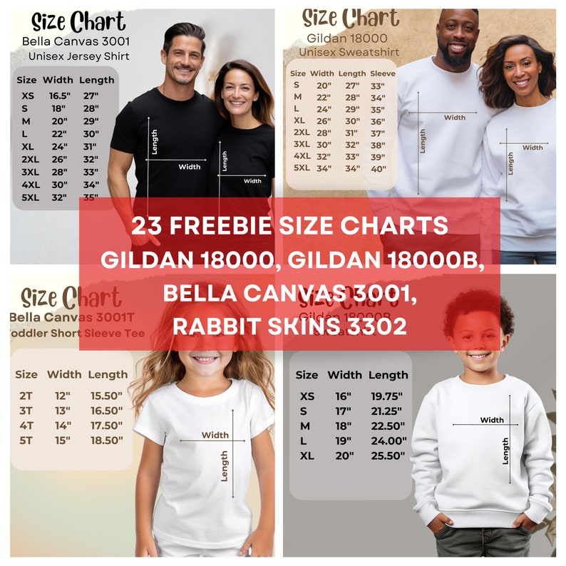 Family Mockup Bundle
Size Charts