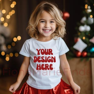 Kids Bella Canvas 3001 Kinder Weißes Shirt Mockup Bundle Weihnachten, Kleinkind Tshirt Mockups Bundle, Schwarz Modell MockupsGirl Shirt Urlaub Winter