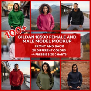 100+ Gildan 18500 Hoodie Mockup Bundle, G185 Hooded Sweatshirt Mock-up Bundle,  Model Lifestyle Hooded Sweatshirt Mockup Digital JPG POD