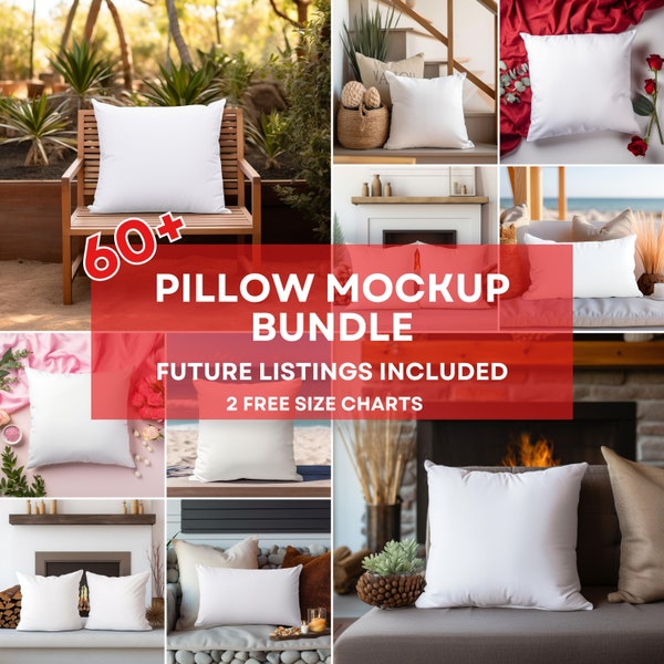 60+ Pillow Mockup Bundle, Cushion Mockups Stock photo, Blank Throw Pillow Mockup, Cushion Mock Up Digital Download, White Pillow Mockup JPG