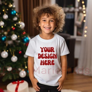 Kids Bella Canvas 3001 Kinder weißes Shirt Mockup Bundle Weihnachten, Kleinkind Tshirt Mockups Bundle, Junge Modell Mockups Junge Shirt Urlaub Winter