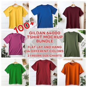 100+ Gildan 64000 G40 Tshirt Mockup, G640 Flat Lay Tshirt Mockup, Hang Flat Lay 64000 Mock Men Unisex Bundle, Simple Boho Aesthetic Tee