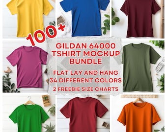 100+ Gildan 64000 G40 Tshirt Mockup, G640 Flat Lay Tshirt Mockup, Hang Flat Lay 64000 Mock Men Unisex Bundle, einfaches Boho Aesthetic Tee