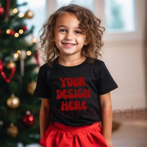 Kids Bella Canvas 3001 Kinder Schwarzes Shirt Mockup Bundle Weihnachten, Kleinkind Tshirt Mockups, Kinder Modell Mockups Junge Mädchen Shirt Urlaub Winter