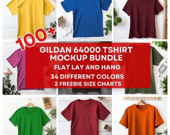 100+ Gildan 64000 G40 Tshirt Mockup, G640 Flat Lay Tshirt Mockup, Hang Flat Lay 64000 Mock Men Unisex Bundle, einfaches Boho Aesthetic Tee