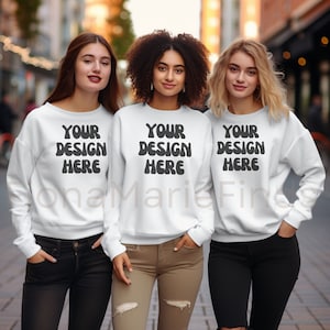 Friends Mockup, Sweatshirt Model Mockup Bundle, Friends Group Mockup, Gildan Bundle-18000 Mockup, White Gildan Sweatshirt Mockup Christmas