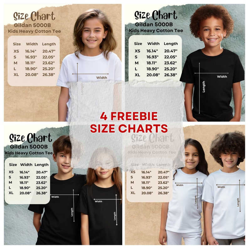 Gildan 5000B Size Chart Mockup Bundle