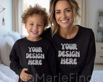Mommy and Me Sweatshirt Mockup: Gildan 18000 Family Mockup (JPG)