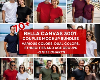 70+ Couple Mockup Bundle, Husband Wife Crewneck Mockup, Men Women Shirt Mockup, Bella Canvas 3001 Dating Couples Tshirt Mockup Digital JPG