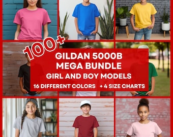 100+ Gildan 5000B Tshirt Mockup Bundle, Youth Kids T-shirt Mockup Gildan  5000B Tee, Front Back Gildan 5000B Child Youth Tee Mockup JPG