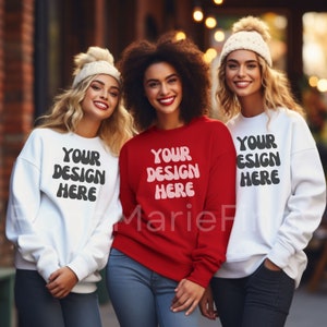 Friends Mockup, Red Sweatshirt  Mockup Bundle, Friends Group Mockup, Red Gildan Bundle-18000 Mockup, White Gildan Mockup Christmas JPG