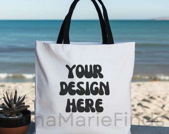 Paquete de maquetas de bolsas de mano, paquete de maquetas de bolsas de compras AOP con asa de color negro, plantilla de bolsa de sublimación de bolsas de mano totalmente impresas