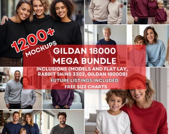 1200+ Gildan Mockup Bundle Gildan, Sweatshirt Gildan 18000 Crewneck Sweater Mock, Whole Section Bundle Lifestyle Sweatshirt Mockup Photos