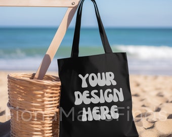 Black Tote Bag Mockups Bundle, Black Tote Bag Shopping Bag Mockups, Aethetic Tote Bag Mockup POD Sublimation Digital Download JPG Canva