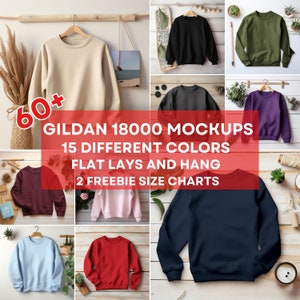 60+ Gildan-paket - 18000-modell, platt lay Gildan 18000-tröjamodell, hängbart vikbart platt lay-modellpaket G180 G18000-modellpaket JPG