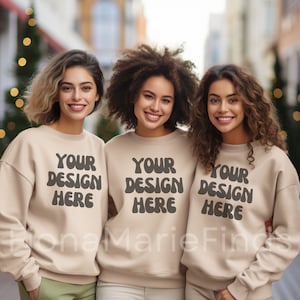Friends Mockup, Sweatshirt Mockup Bundle, Friends Group Mockup, Gildan Bundle-18000 Mockup, Sand Gildan Sweatshirt Mockup Christmas JPG