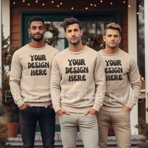 Friends Mockup, Sweatshirt Mockup Bundle, Friends Group Mockup, Gildan Bundle-18000 Mockup, Sand Gildan Sweatshirt Mockup Christmas