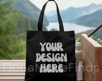 Black Tote Bag Mockup Bundle: Shopping Bag, POD Sublimation (Digital Download)