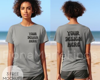 Front and Back Bella Canvas 3001 Mockup, Front Back Mockup 3001 TShirt Oversized Mockup Model Athletic Heather Tshirt Mockup Bundle JPG PNG