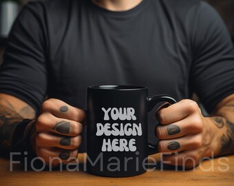 Mug Mockups Black Coffee Mug Mockup Bundle, Coffee Cup Mock Up Styled Stock Photo Template JPG Digital Download, Black Mug Mockup Bundle