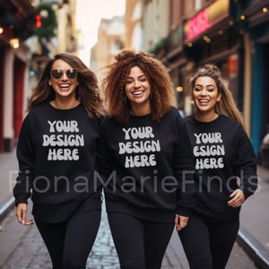 Friends Mockup, Plus Size Sweatshirt Mockup Bundle, Friends Group Mockup, Gildan Bundle-18000, Black Gildan Sweatshirt Mockup Christmas