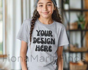 Gildan 5000B Youth Sport Grey T-shirt Mockup Bundle (Digital Download)